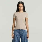 G-STAR Outlet Rib Cap Sleeve T-Shirt Beige