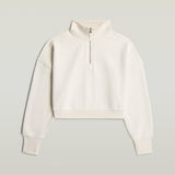 G-STAR Outlet Cropped Half Zip Loose Sweater White