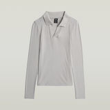 G-STAR Outlet Ribbed Slim Polo Long Sleeve Grey