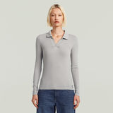 G-STAR Outlet Ribbed Slim Polo Long Sleeve Grey