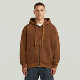 G-STAR Outlet Washed Loose Full Zip Hoodie Brown