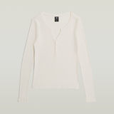 G-STAR Outlet Camiseta Deep V Henley Slim Beige