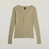G-STAR Outlet Camiseta Deep V Henley Slim Verde