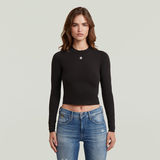 G-STAR Outlet Top Cropped Mock Slim Negro