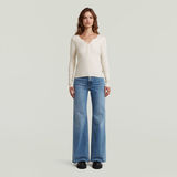 G-STAR Outlet Camiseta Deep V Henley Slim Beige