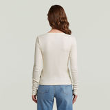 G-STAR Outlet Camiseta Deep V Henley Slim Beige