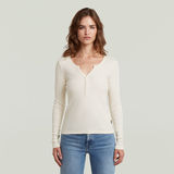 G-STAR Outlet Camiseta Deep V Henley Slim Beige