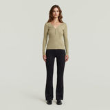G-STAR Outlet Camiseta Deep V Henley Slim Verde