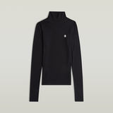 G-STAR Outlet Logo Slim Rib Mock Black