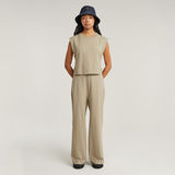 G-STAR Outlet Double Layer Wide Leg Jumpsuit Beige