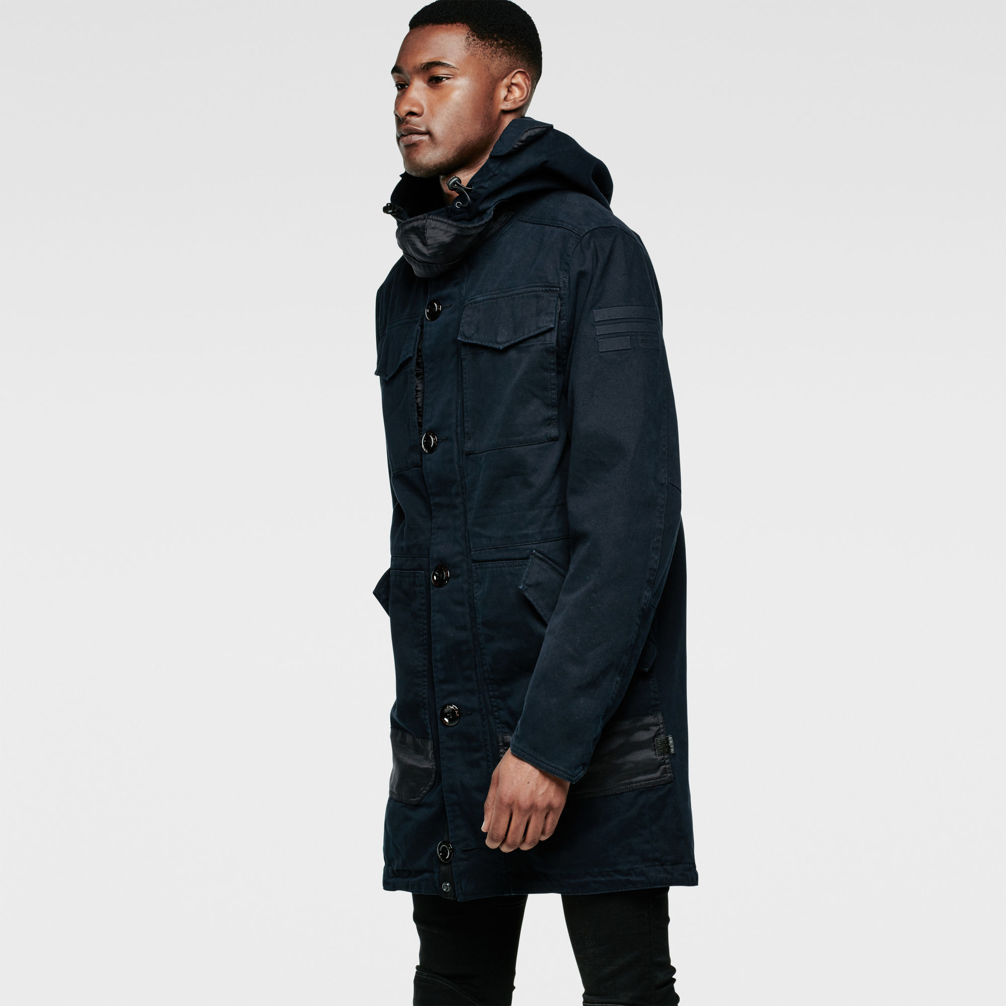 dark blue parka jacket