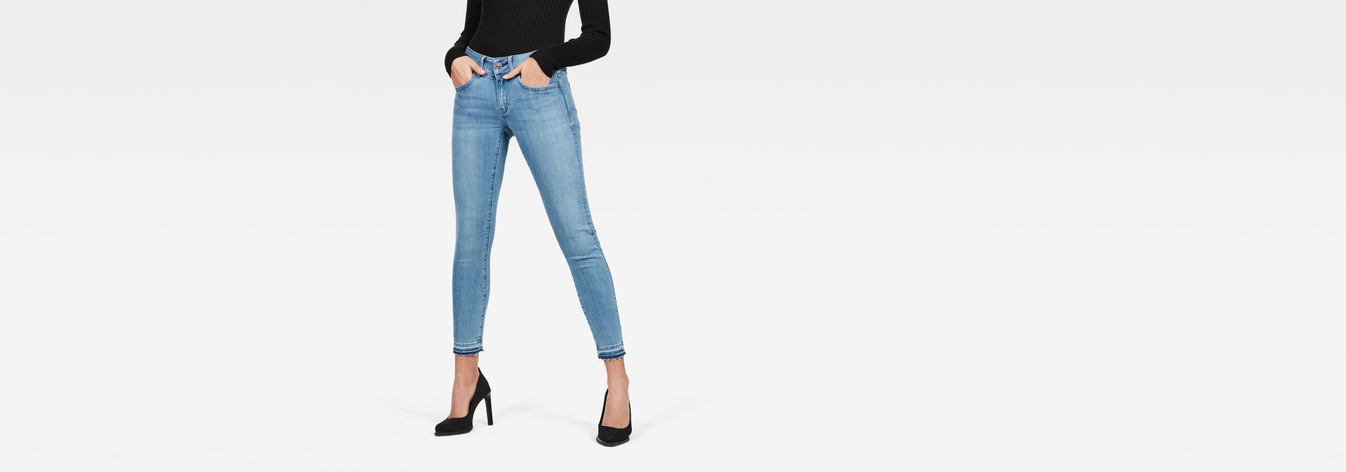 Lynn Mid Waist Skinny Ripped Ankle Jeans G Star Raw