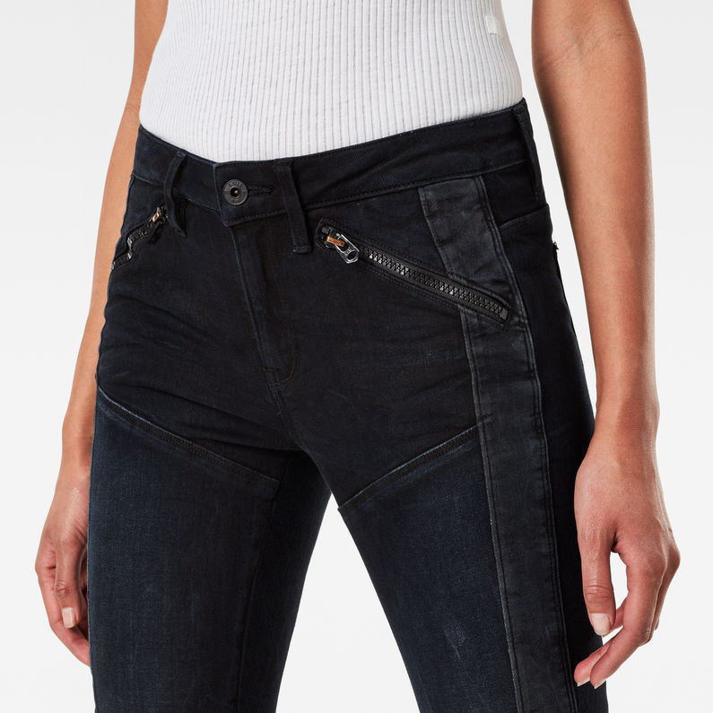 G-Star RAW® 5620 G-Star Elwood Moto Zip Mid Waist Skinny Jeans Dark blue