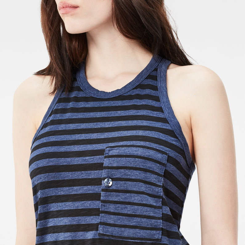 G-Star RAW® Ostali Stripe Tanktop Dark blue detail shot
