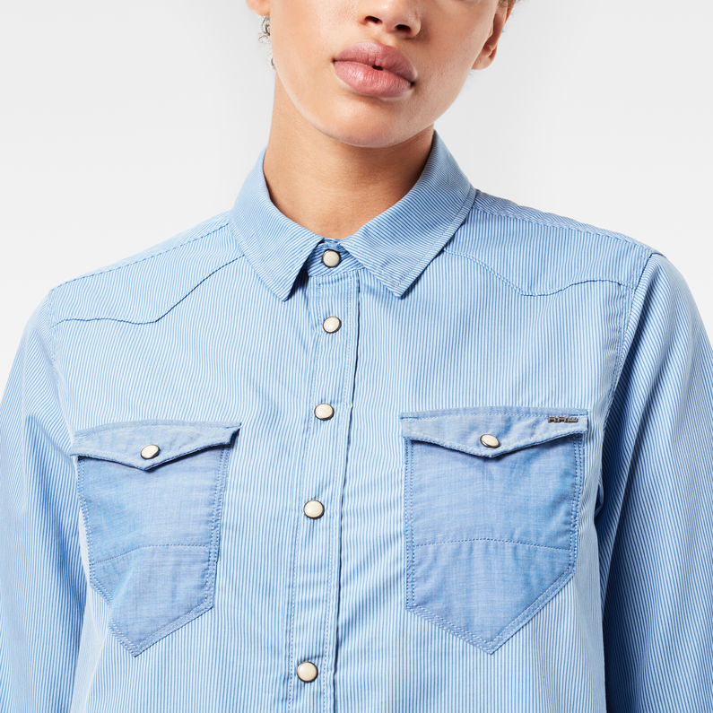 G-Star RAW® Tacoma Wide-Sleeve Boyfriend Cropped Shirt Medium blue