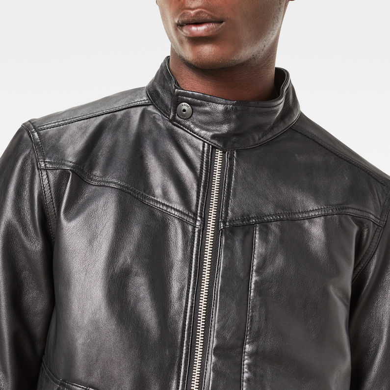 G-Star RAW® Deline Leather Jacket Black detail shot
