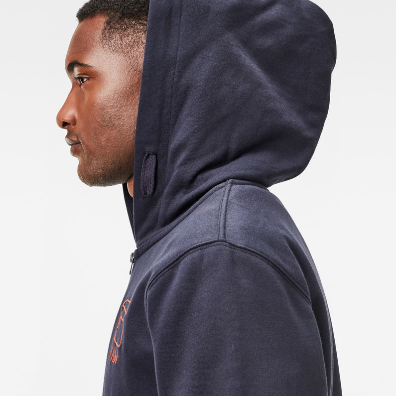 G-Star RAW® Xondo Hooded Zip Sweater Dark blue detail shot
