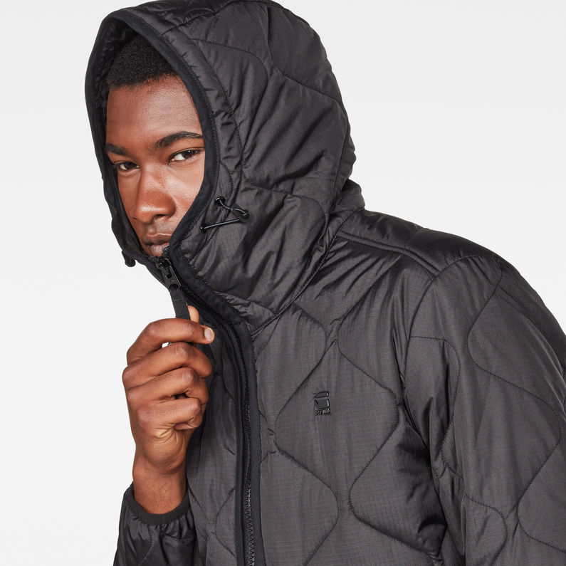 G-Star RAW® Edla Transeasonal Liner Hooded Overshirt Black detail shot