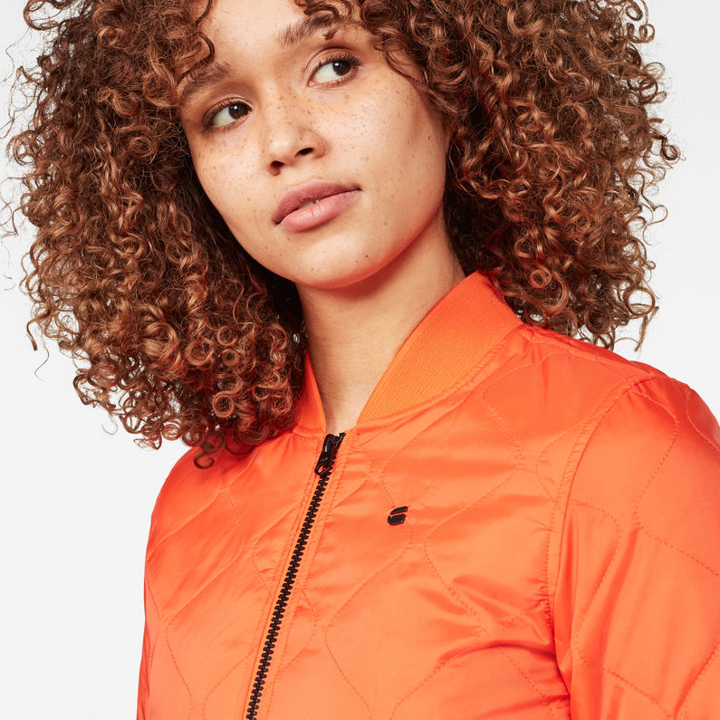 G-Star RAW® Deline Quilted Padded Slim Bomber Orange detail shot