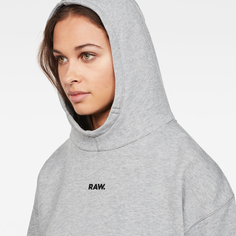 G-Star RAW® Flemster Relaxed Cropped Hooded Sweater Grey detail shot