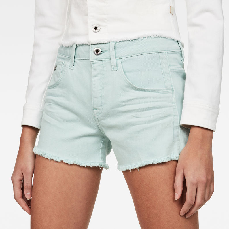 G-Star RAW® Arc Mid waist Ripped Shorts Azul claro detail shot buckle
