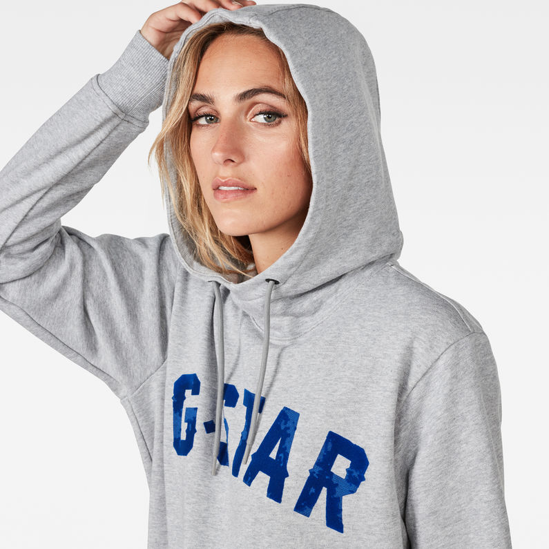 G-Star RAW® Halgen Reffit Boyfriend Hooded Sweat Dress Grey detail shot
