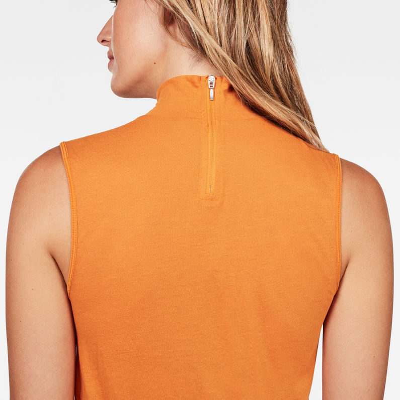 G-Star RAW® Deline Slim Funnel Sleeveless T-Shirt Orange detail shot