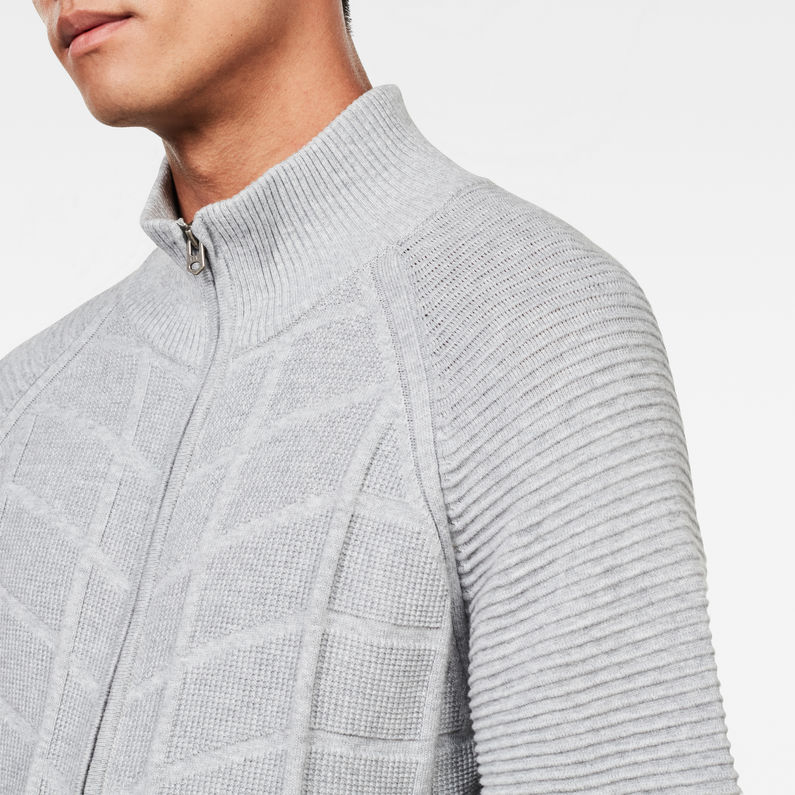 G-Star RAW® Suzaki Moto Zip Through Knit Grey detail shot