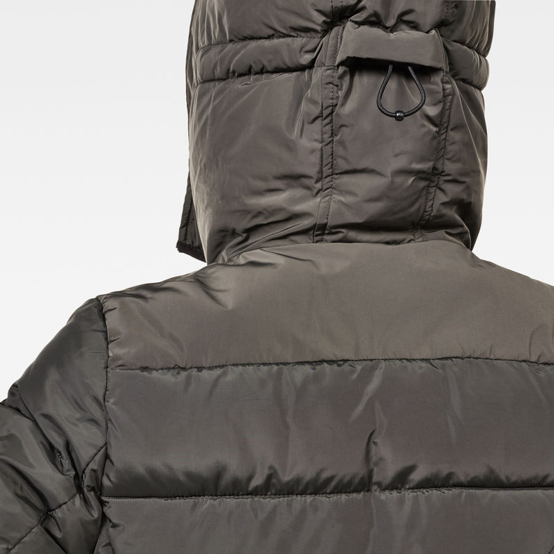 G-Star RAW® Whistler Hooded Quilted Slim Long Coat Grey detail shot