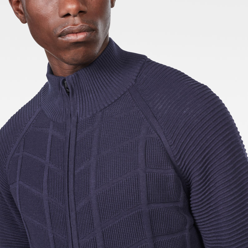 G-Star RAW® Suzaki Moto Zip Through Knit Azul oscuro detail shot