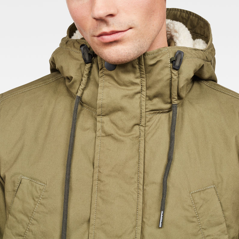 G-Star RAW® Vodan Padded Hooded Teddy Parka Green detail shot