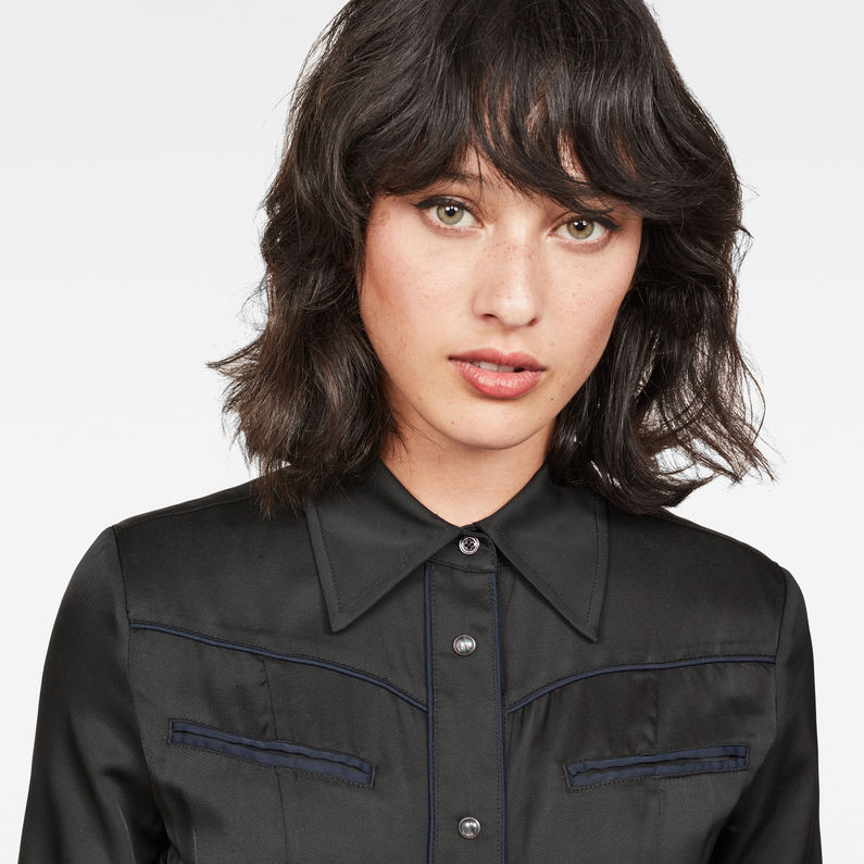 G-STAR Outlet Tacoma Straight Flare Shirt Dress Black