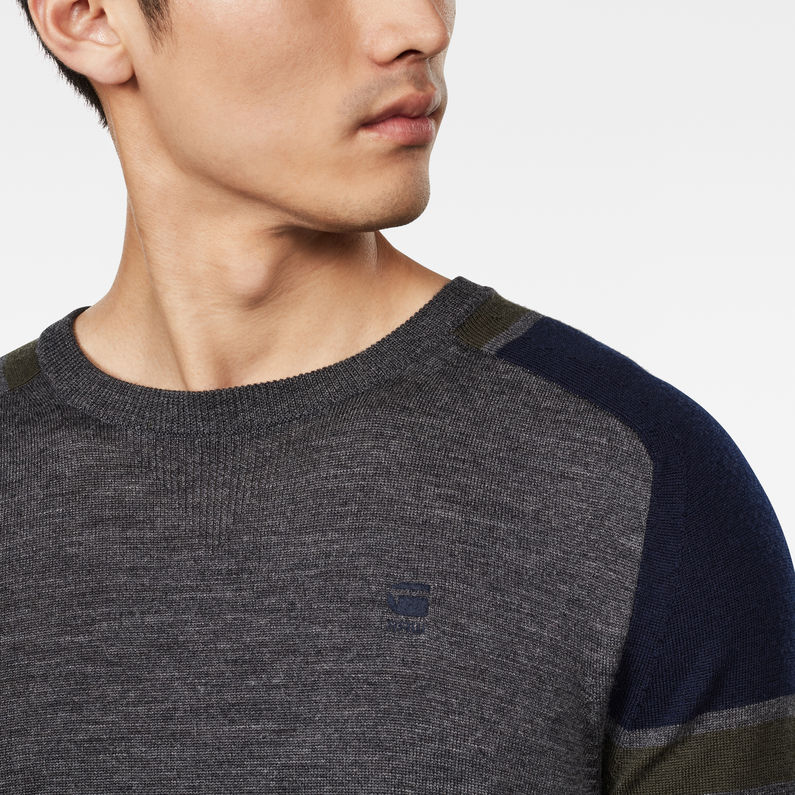 G-STAR Outlet Jersey Core Block Knitted Gris detail shot