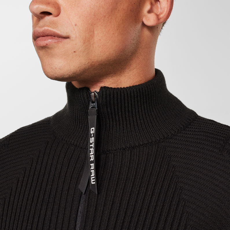 G-Star RAW® 3D Biker Zip Through Knitted Sweater Black detail shot