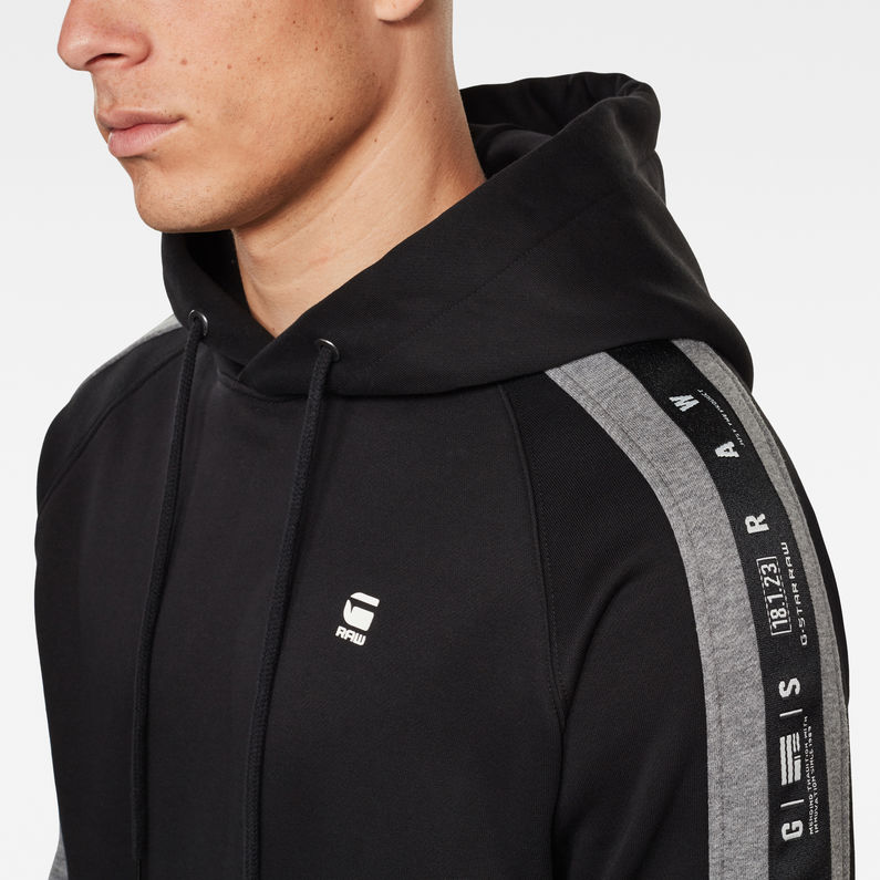 G-Star RAW® Sport Heather Stripe Hoodie Black detail shot