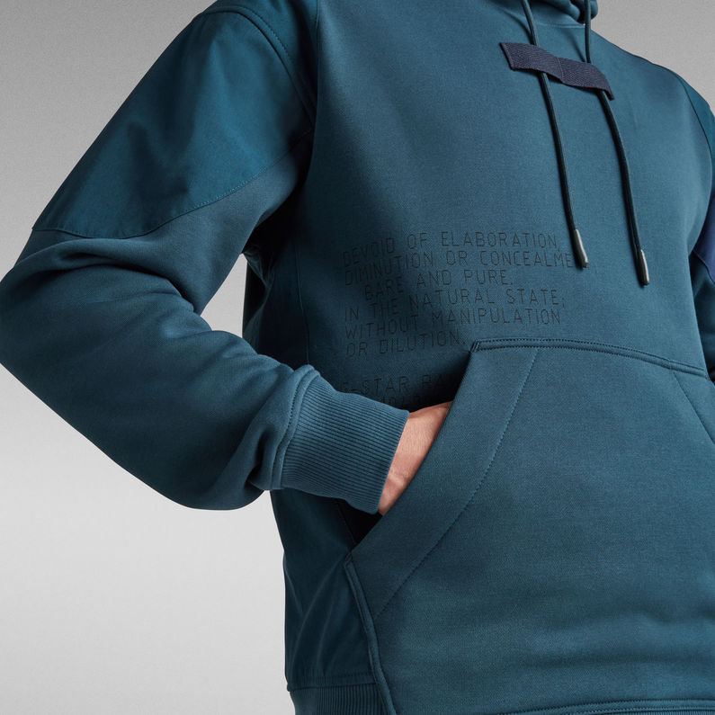 G-STAR Outlet Woven Mix Graphic Loose Hooded Sweater Dark blue