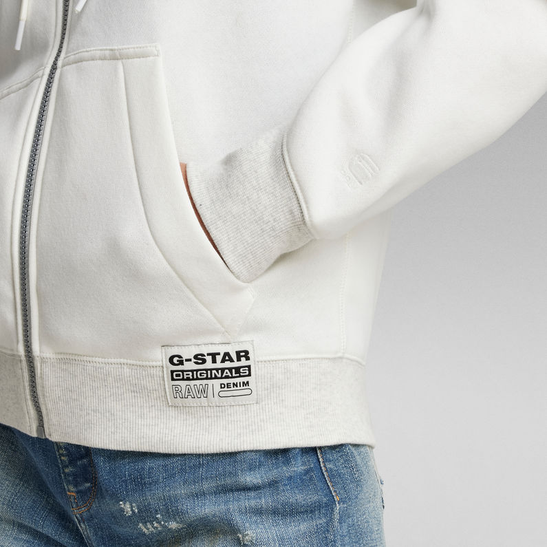 G-STAR Outlet Premium Core Zip Through Hoodie White