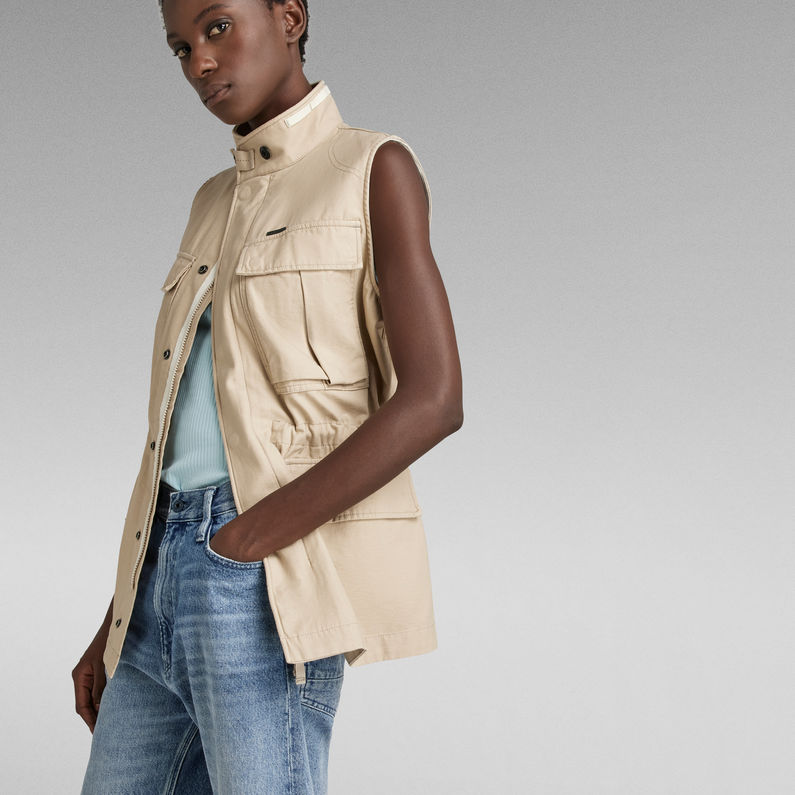 G-STAR Outlet Sleeveless Field Overshirt Beige