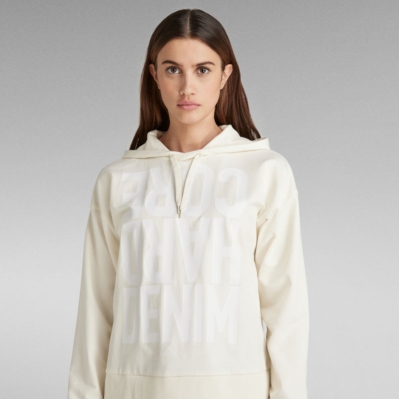 G-STAR Outlet Hard Core Denim Loose Hooded Sweater White