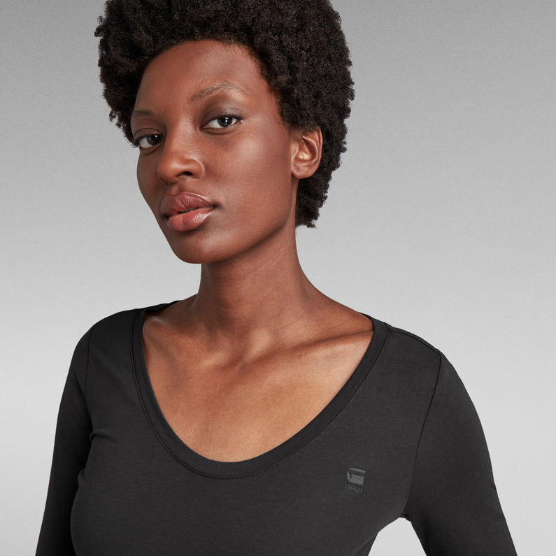 G-STAR Outlet Basic Round Neck Long Sleeve T-Shirt Black