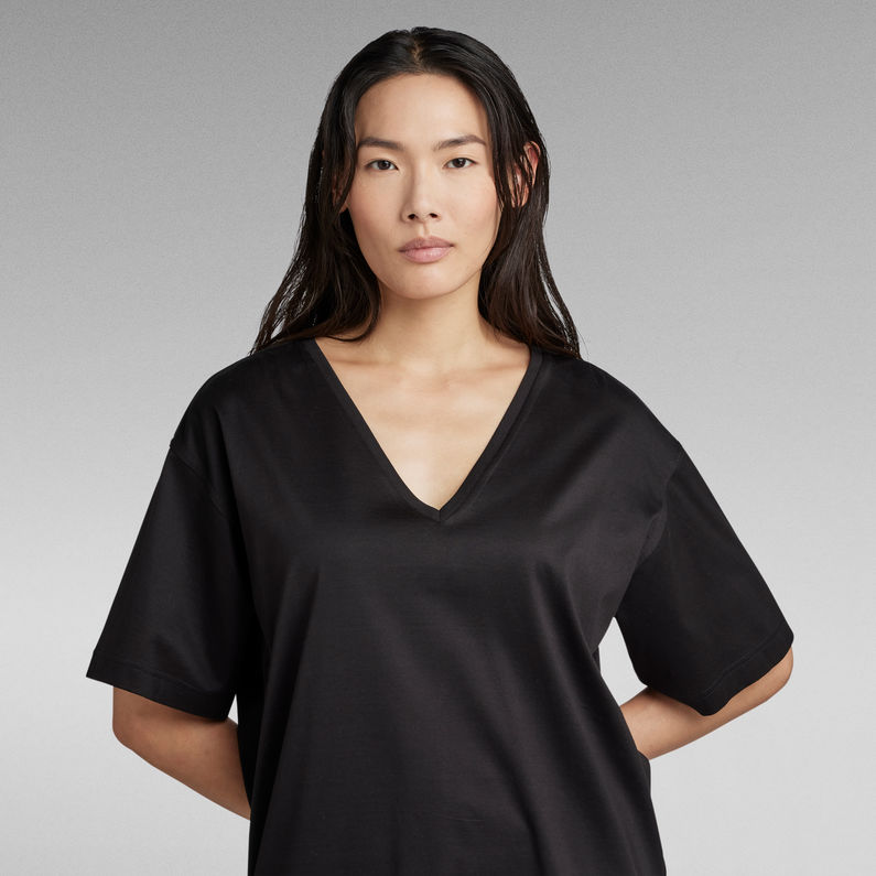 G-STAR Outlet T-Shirt Essential Loose Deep V-Neck Negro