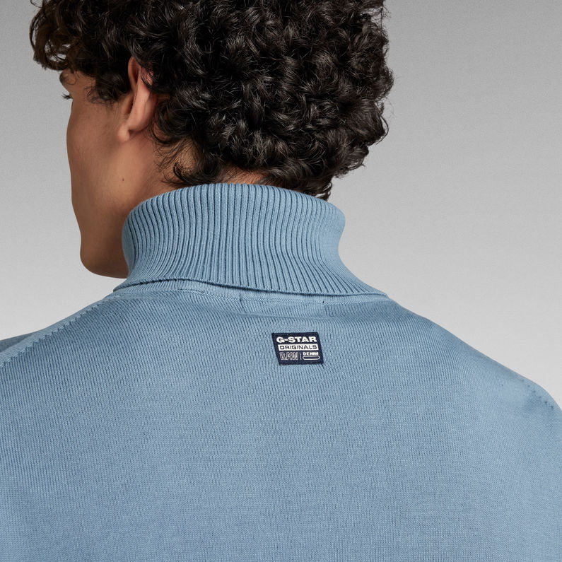 G-STAR Outlet Premium Core Turtle Neck Knitted Sweater Medium blue