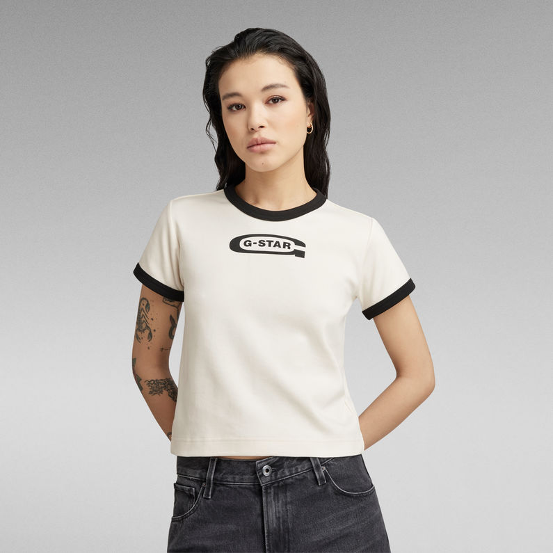 G-STAR Outlet Ringer Baby Brother Logo Top Beige