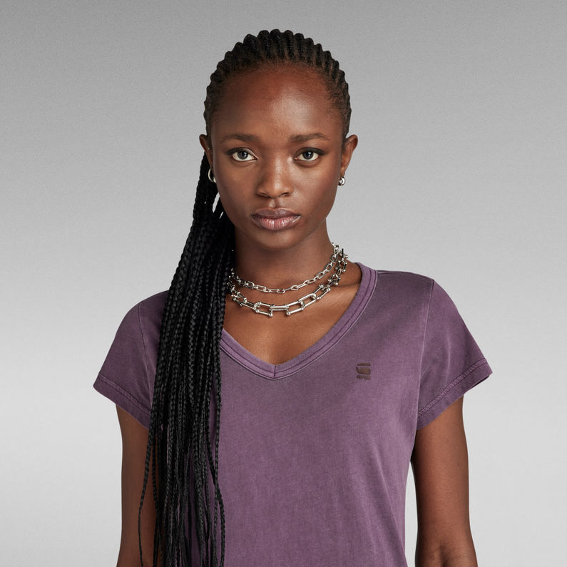 G-STAR Outlet Eyben Slim V-Neck Top Purple