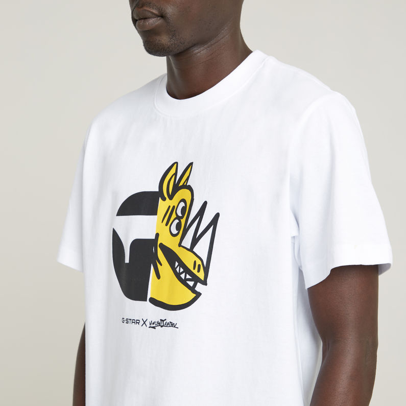 G-STAR Outlet Unisex Rhino Cartoon Loose T-Shirt White