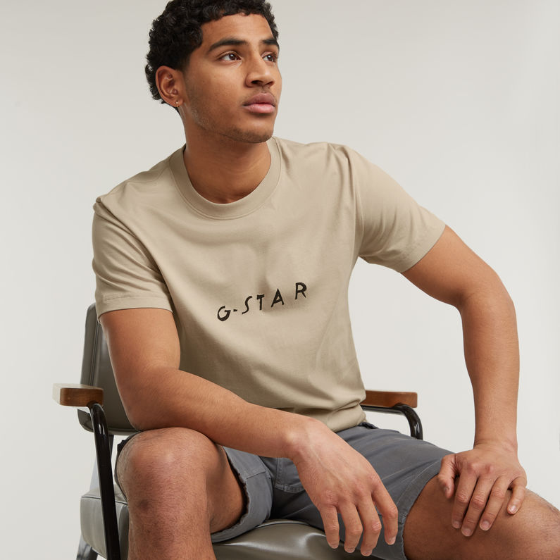 G-STAR Outlet Handwriting Back Print T-Shirt Beige