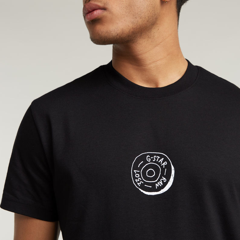 G-STAR Outlet Button Illustration T-Shirt Black