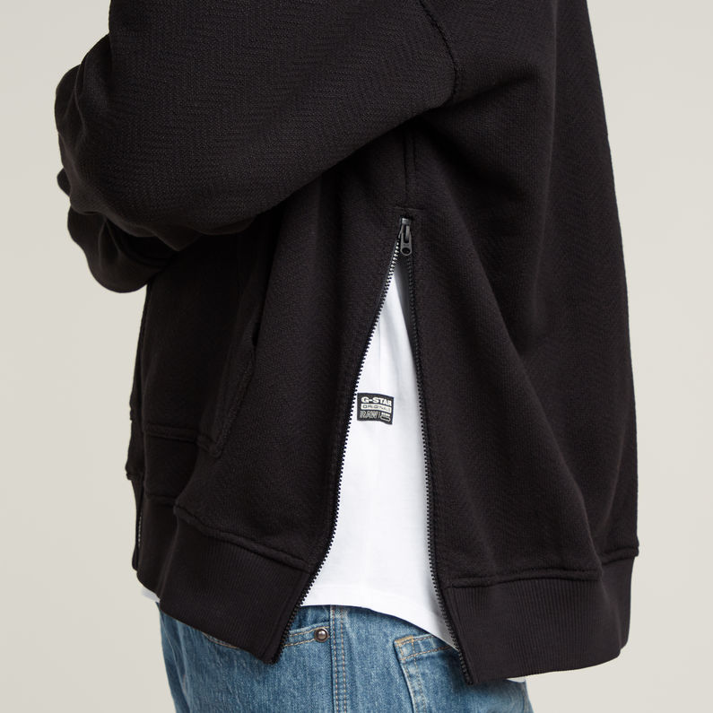 G-STAR Outlet Multi Zip Thru Loose Hooded Sweater Black