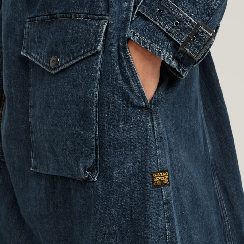 G-STAR Outlet Long Biker Trench Dark blue