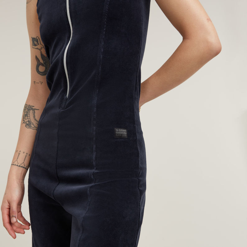 G-STAR Outlet Wide Leg Velvet Jumpsuit Dark blue